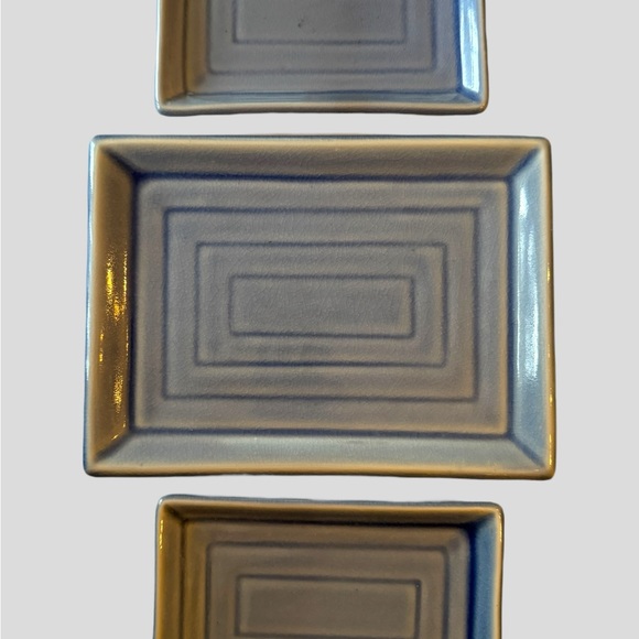 Set of 3 Blue Rectangular Versatile Plates for Serving/Candles/Decor/Display EUC - Picture 3 of 7